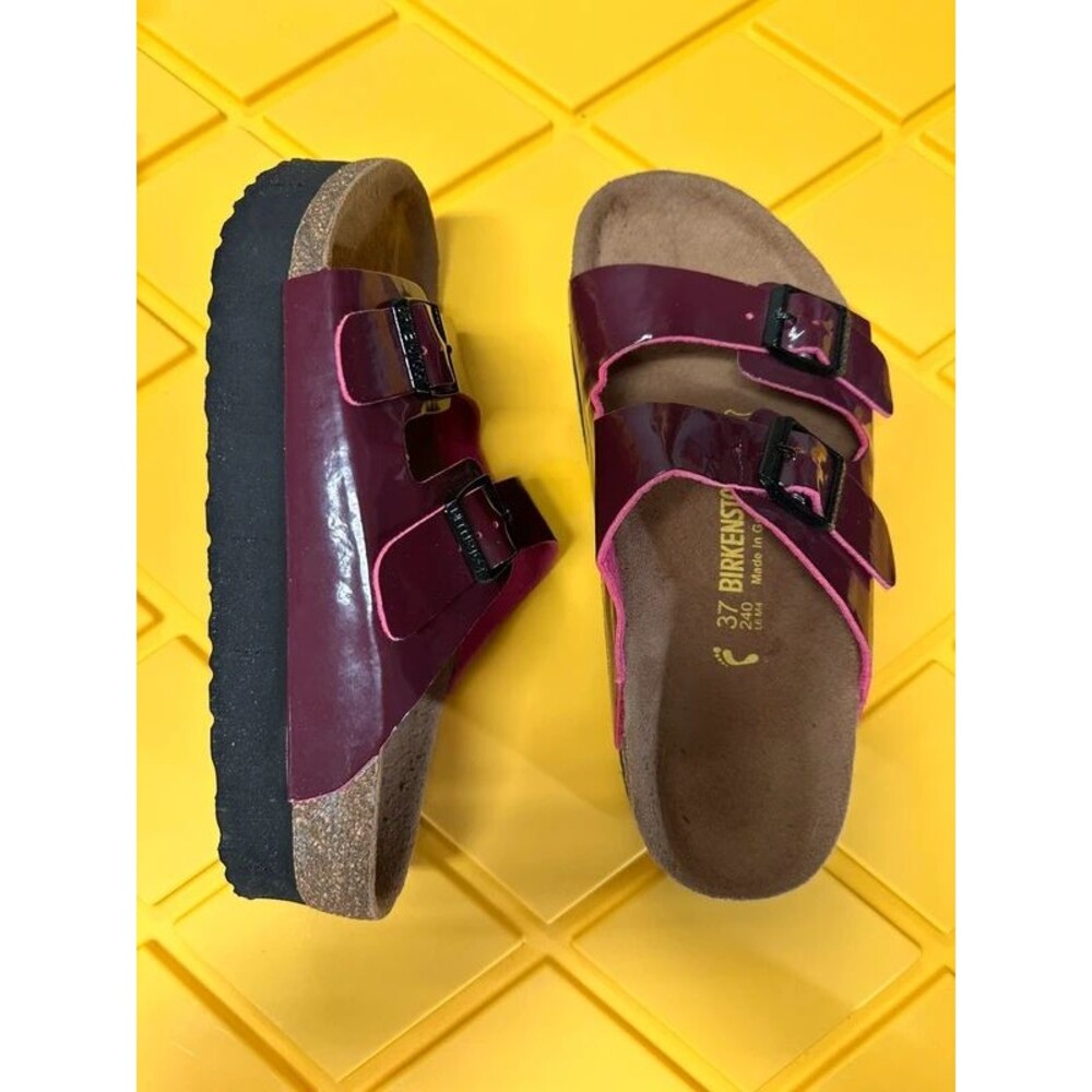 Birkenstock Arizona Flex Platform Sandal Burgundy/Plum/Red size 37/6